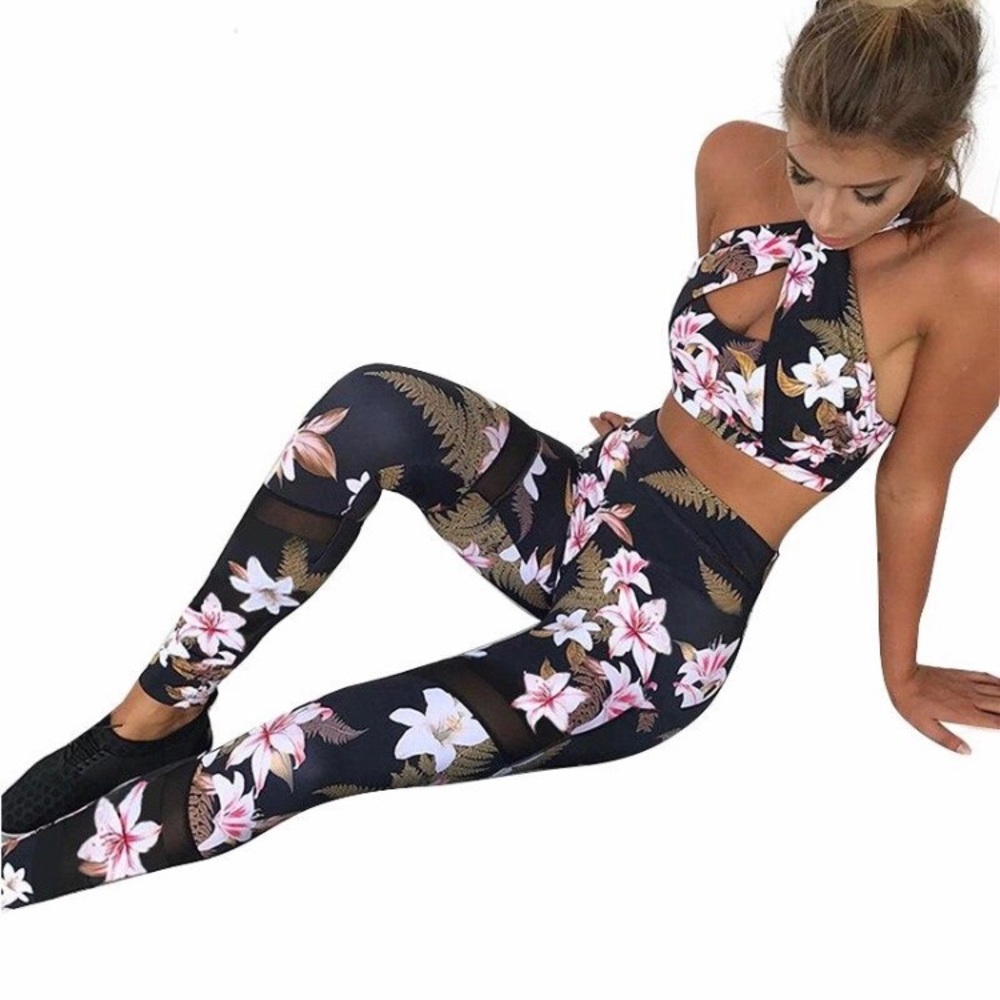 Floral workout two piece activewear set